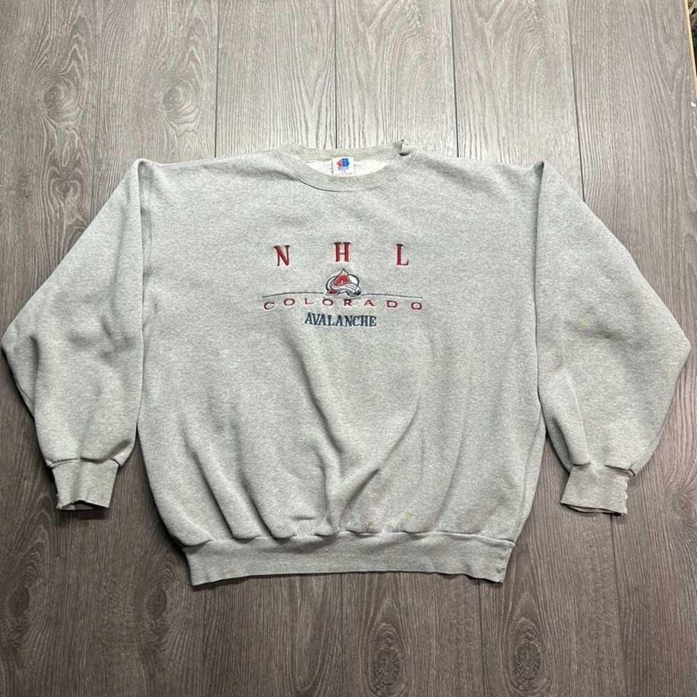 Vintage Colorado Avalanche NHL Sweatshirt Large Bulletin Athletic Gray Mens